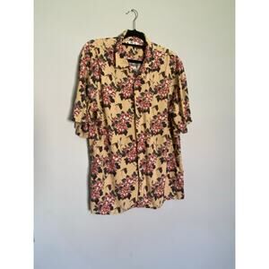 Uniqlo MFA Boston Shirt Japanese Art Open Neck Men Size L Ukiyo-e